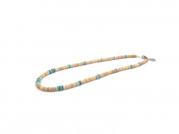 Heren ketting beige turquoise