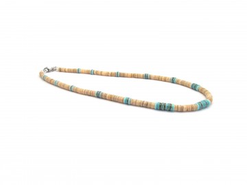 Heren ketting beige turquoise