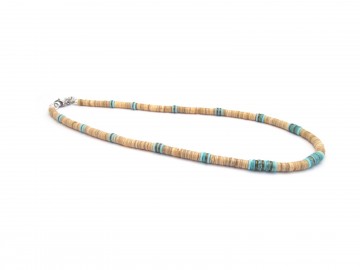 Heren ketting beige turquoise