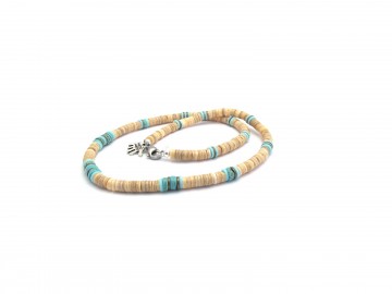 Heren ketting beige turquoise