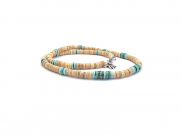 Heren ketting beige turquoise