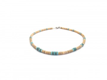 Heren ketting beige turquoise