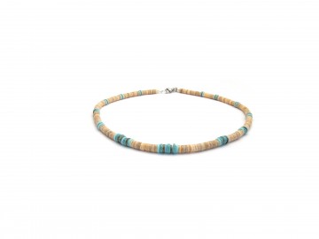 Heren ketting beige turquoise