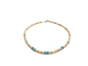 Heren ketting beige turquoise