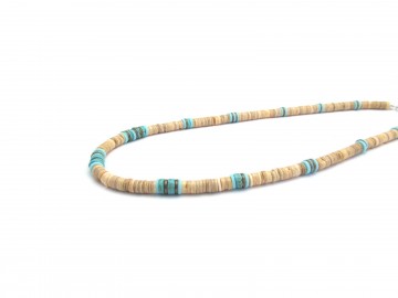 Heren ketting beige turquoise