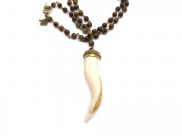 Heren ketting tijgeroog tand