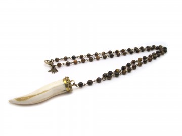 Heren ketting tijgeroog tand