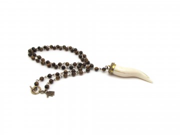 Heren ketting tijgeroog tand8