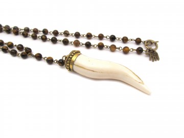 Heren ketting tijgeroog tand9