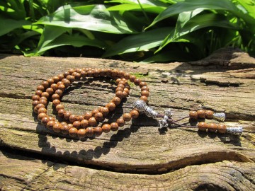 Mala ketting hout zilver