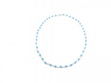 Ketting edelsteen blauwe chalcedoon zilver 4 0