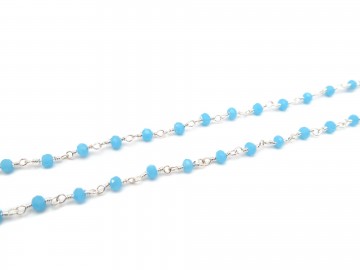 Ketting edelsteen blauwe chalcedoon zilver12 1