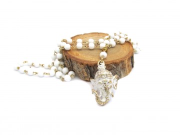 Ketting ganesha witte onyx edelsteen