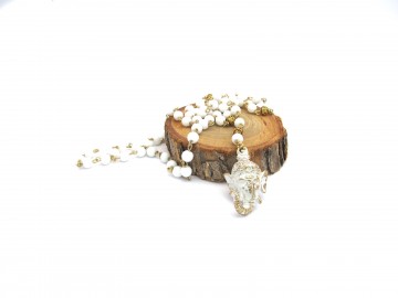Ketting ganesha witte onyx edelsteen