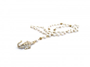 Ketting ganesha witte onyx edelsteen