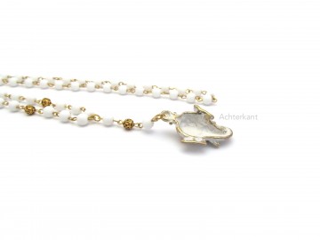 Ketting ganesha witte onyx edelsteen