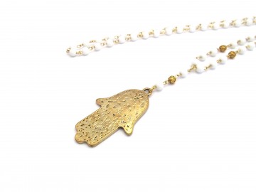 Ketting hamsa witte onyx edelsteen13