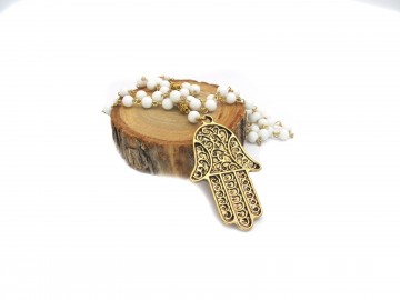 Ketting hamsa witte onyx edelsteen16