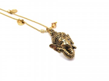 Ketting helemaal goud ganesha ballchain15