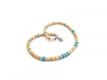 Ketting just like dad beige turquoise