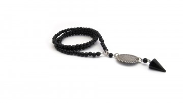 Ketting medallion black agaat