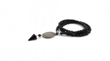 Ketting medallion black agaat