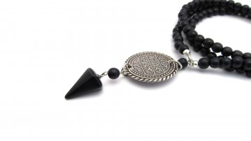 Ketting medallion black agaat