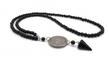 Ketting medallion black agaat