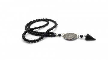 Ketting medallion black agaat