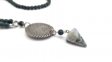 Ketting medallion blue vein quartz
