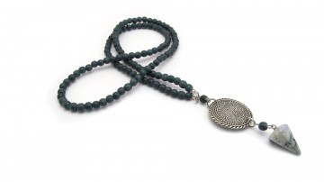 Ketting medallion blue vein quartz