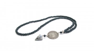 Ketting medallion blue vein quartz