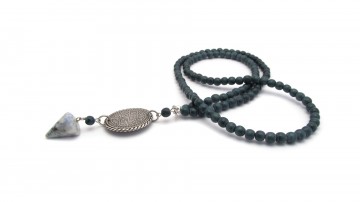 Ketting medallion blue vein quartz