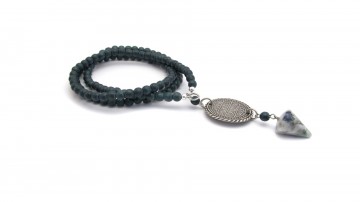 Ketting medallion blue vein quartz