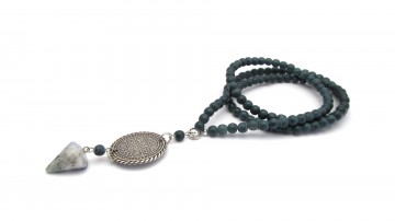 Ketting medallion blue vein quartz