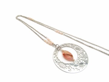 Ketting rvs oranje agaat10