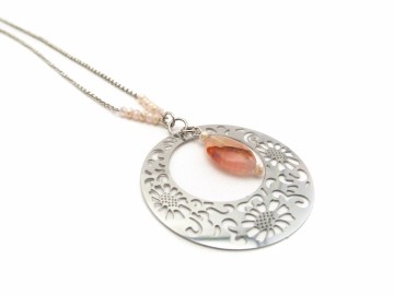 Ketting rvs oranje agaat7
