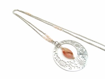 Ketting rvs oranje agaat9