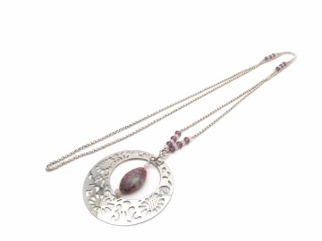 Ketting rvs paarse agaat