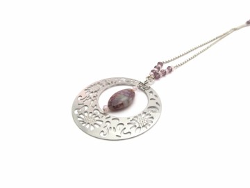 Ketting rvs paarse agaat