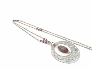 Ketting rvs paarse agaat