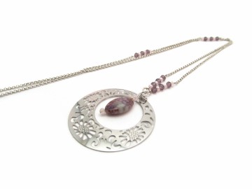 Ketting rvs paarse agaat