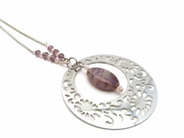 Ketting rvs paarse agaat