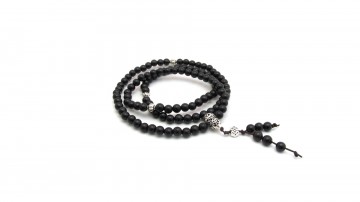 Mala black sandelwood zilver