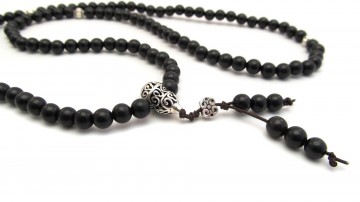 Mala black sandelwood zilver