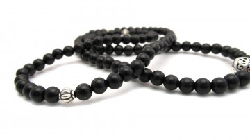Mala black sandelwood zilver