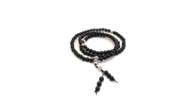 Mala black sandelwood zilver