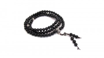 Mala black sandelwood zilver