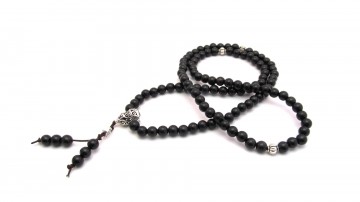 Mala black sandelwood zilver