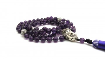 Mala ketting boeddha amethist